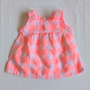 carter's neon coral gingham sleeveless summer blouse 9 months baby girl
